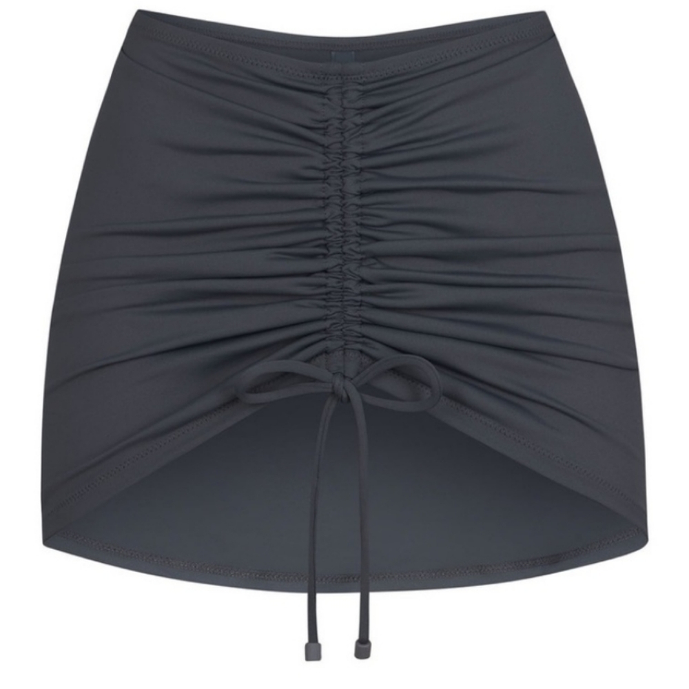 Skims Swim Ruched Mini Skirt - gunmetal